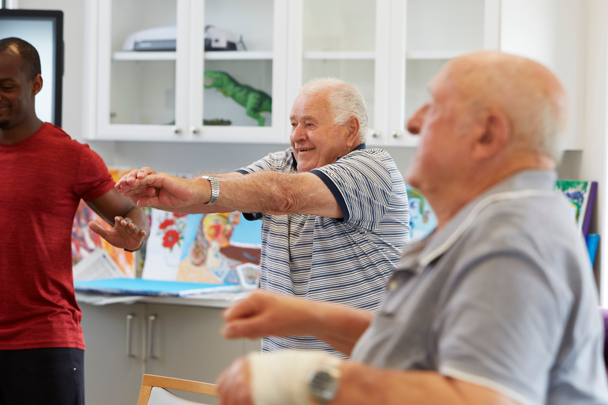 Group exercise with nurse at St Vincent's Aged Care