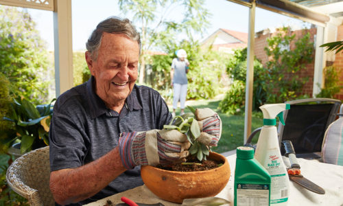 Man gardening at Castledare Retirement Village