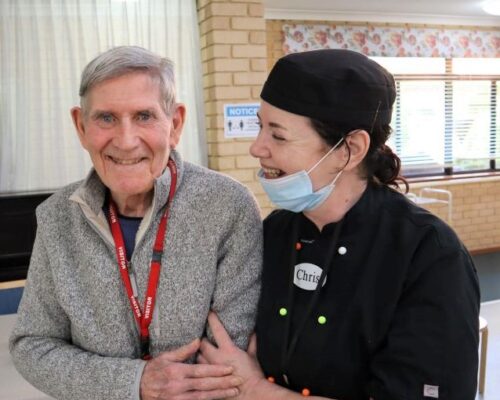 Chef Chris with Resident Bernard at Archbishop Goody residential aged care