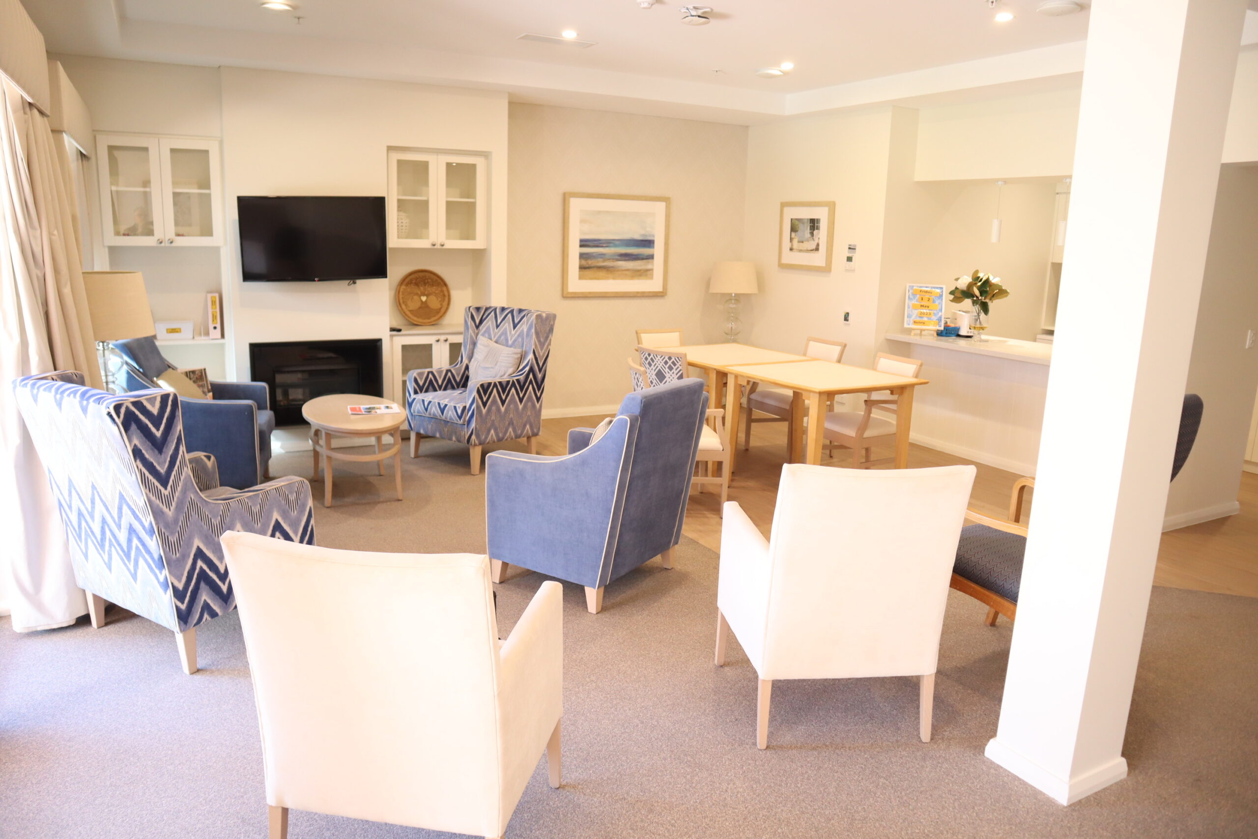 The lounge and dining area at McLeod Wing, Castledare