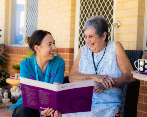 Janine, Home Care Client Engagement Manager talks to a Home Care Client